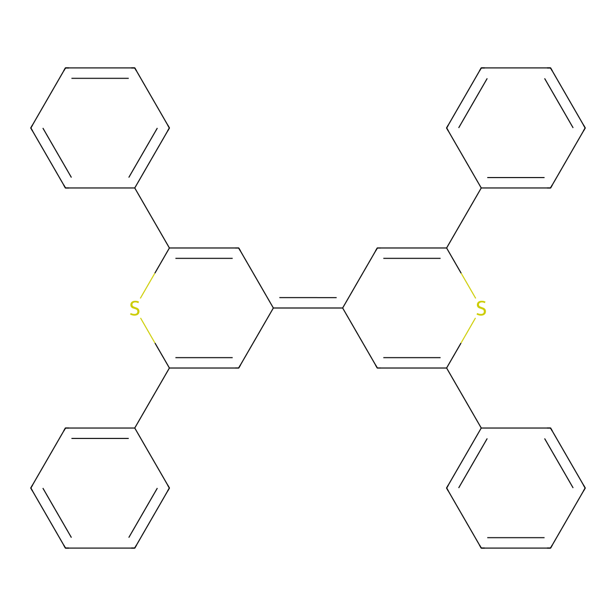 4H-Thiopyran, 4-(2,6-diphenyl-4H-thiopyran-4-ylidene)-2,6-diphenyl- molecular structure, CAS 42506-60-5