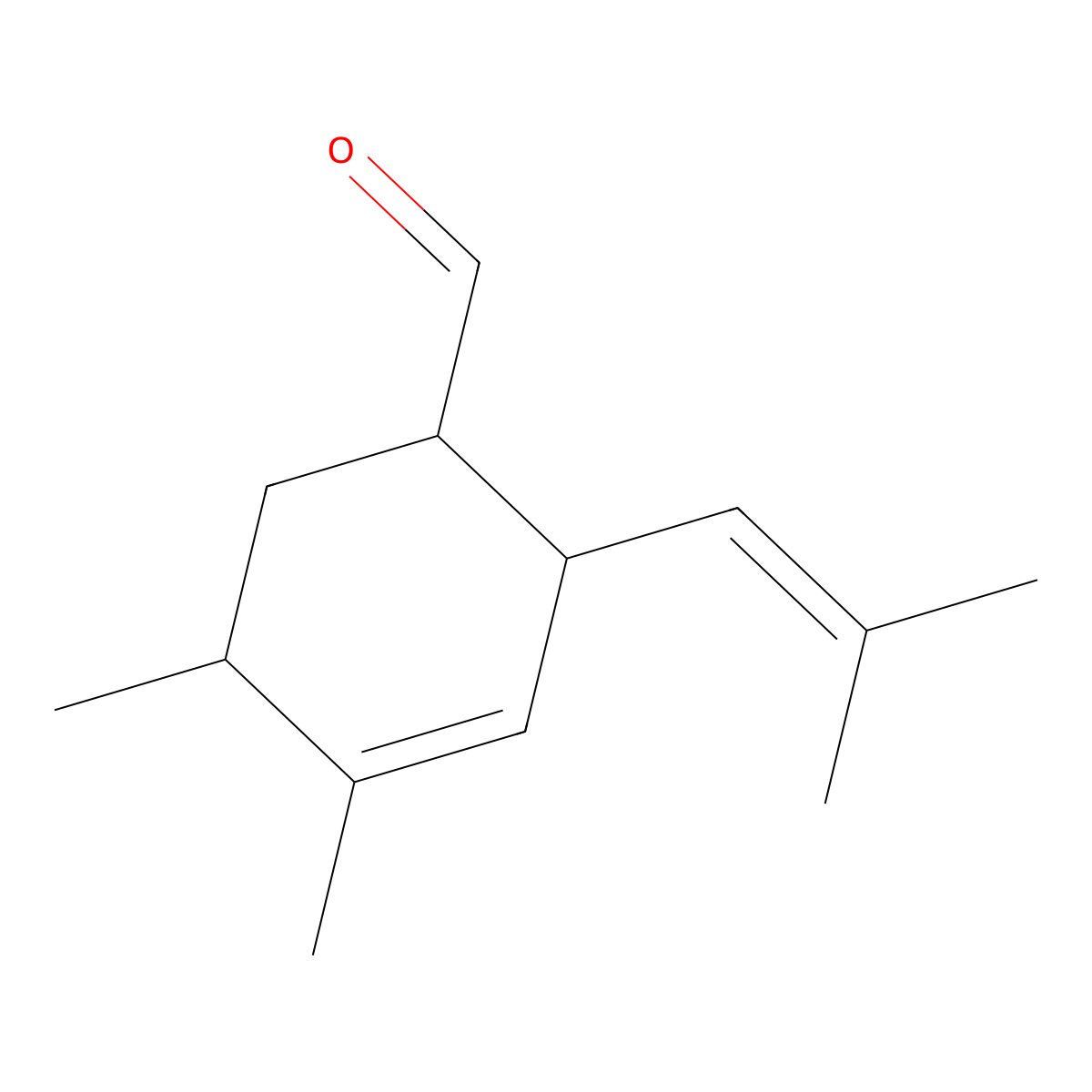 3-Cyclohexene-1-carboxaldehyde, 4,5-dimethyl-2-(2-methyl-1-propen-1-yl)-, (1R,2R,5R)-rel- molecular structure, CAS 42507-55-1