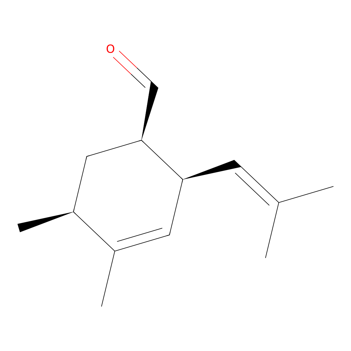 3-Cyclohexene-1-carboxaldehyde, 4,5-dimethyl-2-(2-methyl-1-propen-1-yl)-, (1R,2S,5S)-rel- molecular structure, CAS 42507-58-4