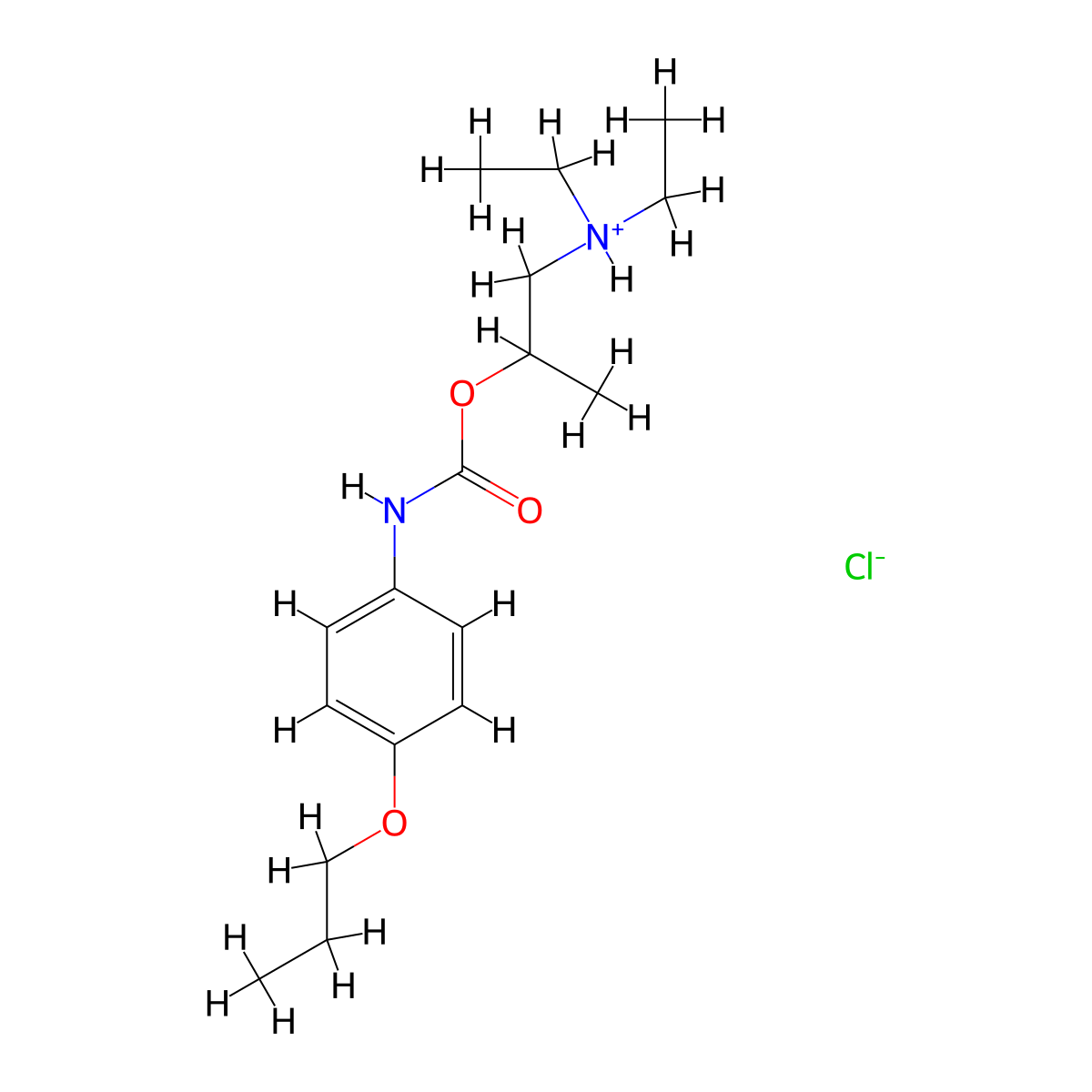 Carbamic acid, (4-propoxyphenyl)-, 2-(diethylamino)-1-methylethyl ester, monohydrochloride molecular structure, CAS 42508-16-7