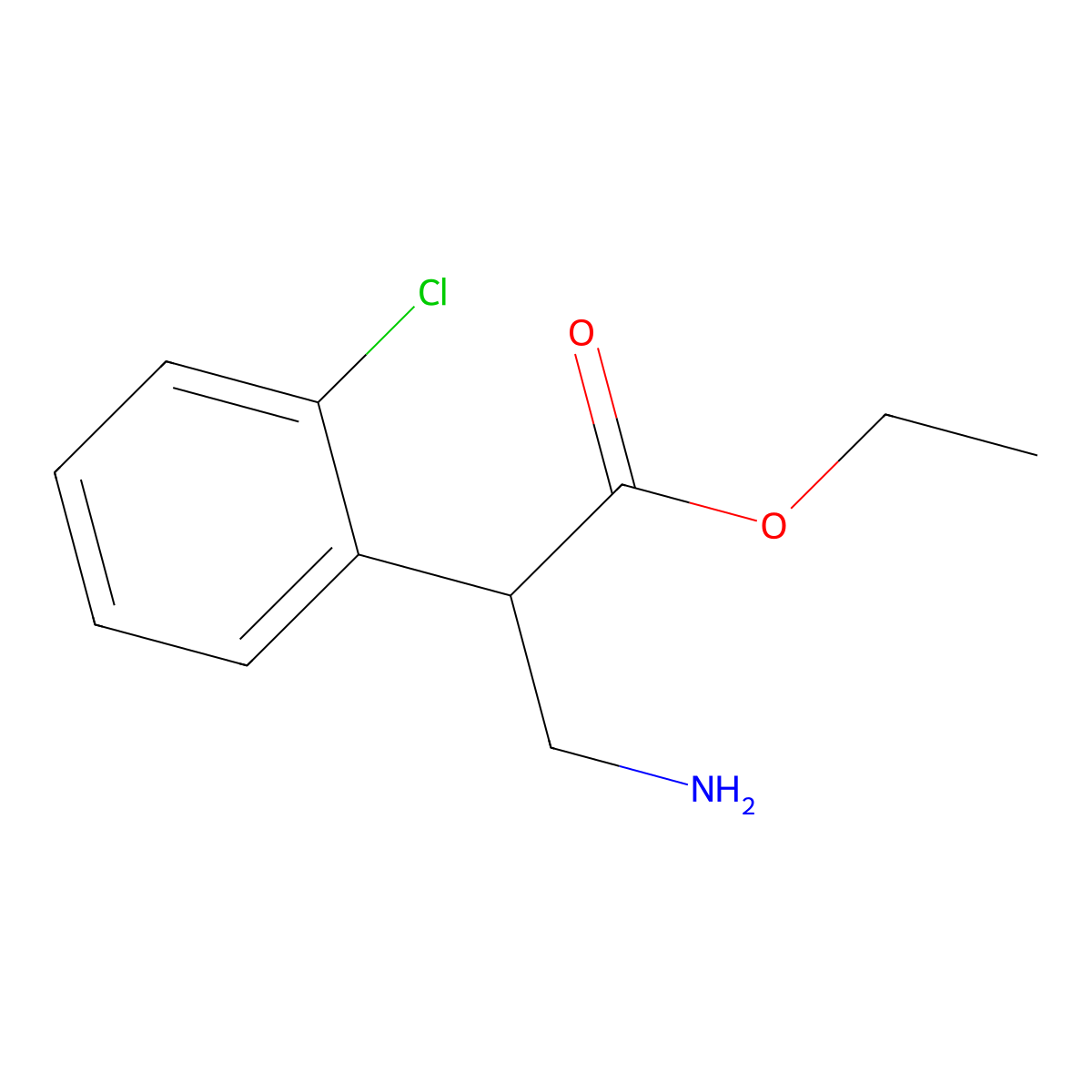 Ethyl 3-amino-2-(2-chlorophenyl)propanoate molecular structure, CAS 4251-58-5