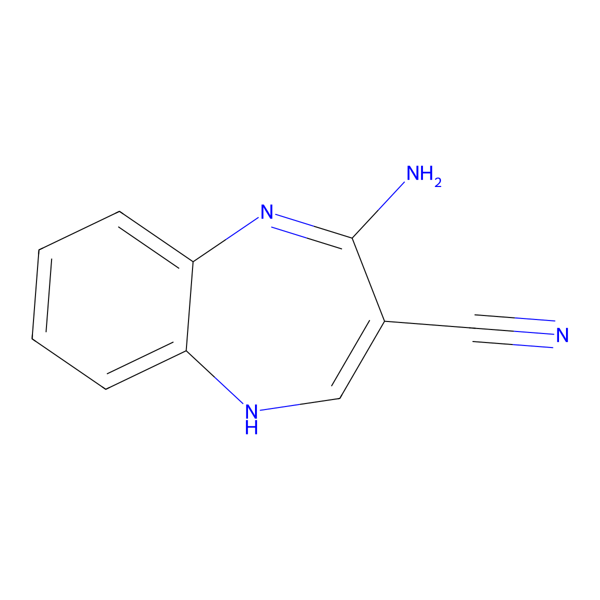 2-Imino-2,5-dihydro-1H-1,5-benzodiazepine-3-carbonitrile molecular structure, CAS 42510-46-3
