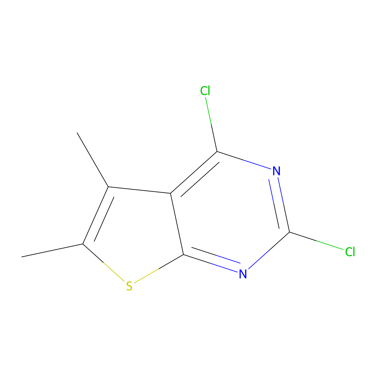 2,4-Dichloro-5,6-dimethylthieno[2,3-d]pyrimidine molecular structure, CAS 42518-42-3