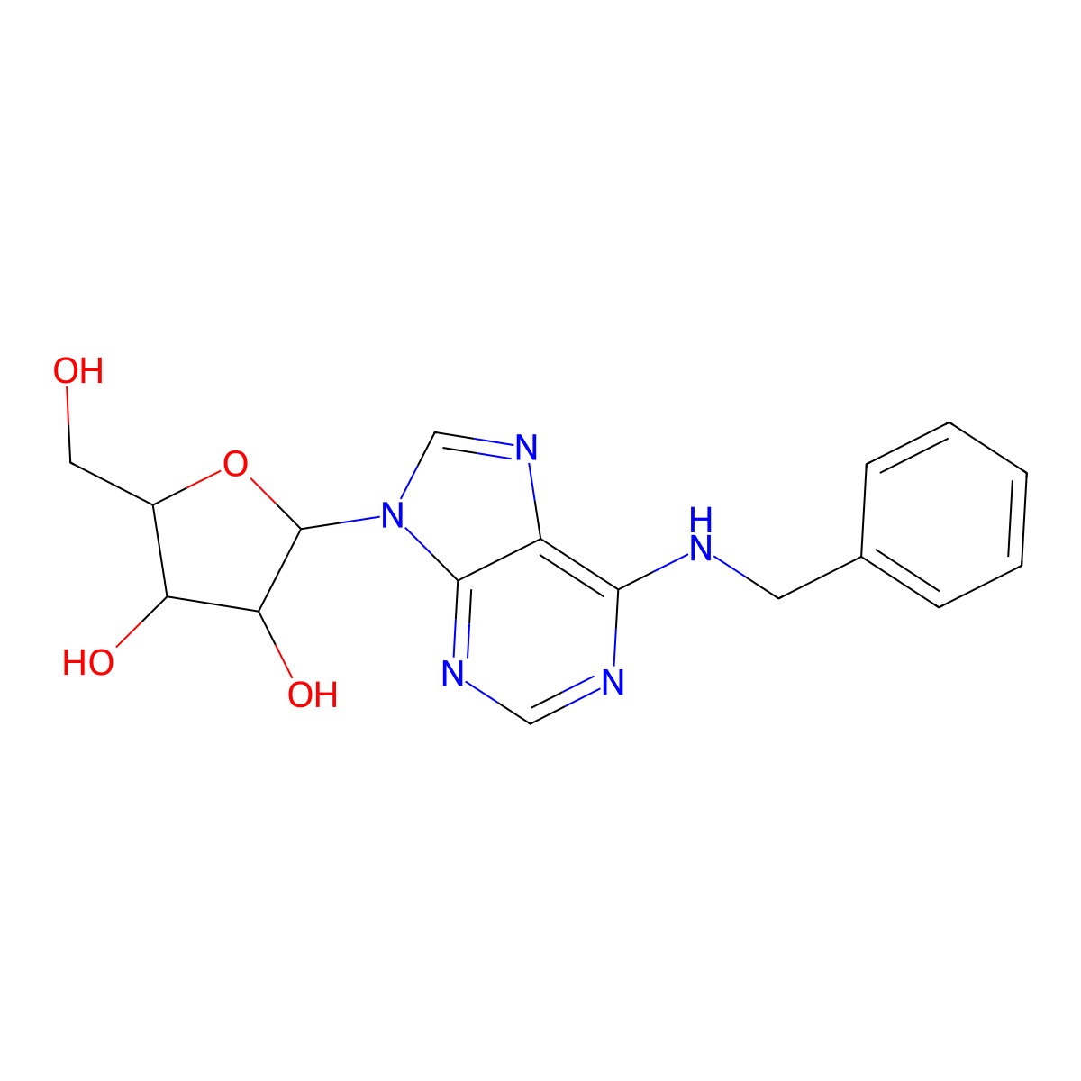 6-Benzylamino-9-(b-D-arabinofuranosyl)purine molecular structure, CAS 42519-51-7