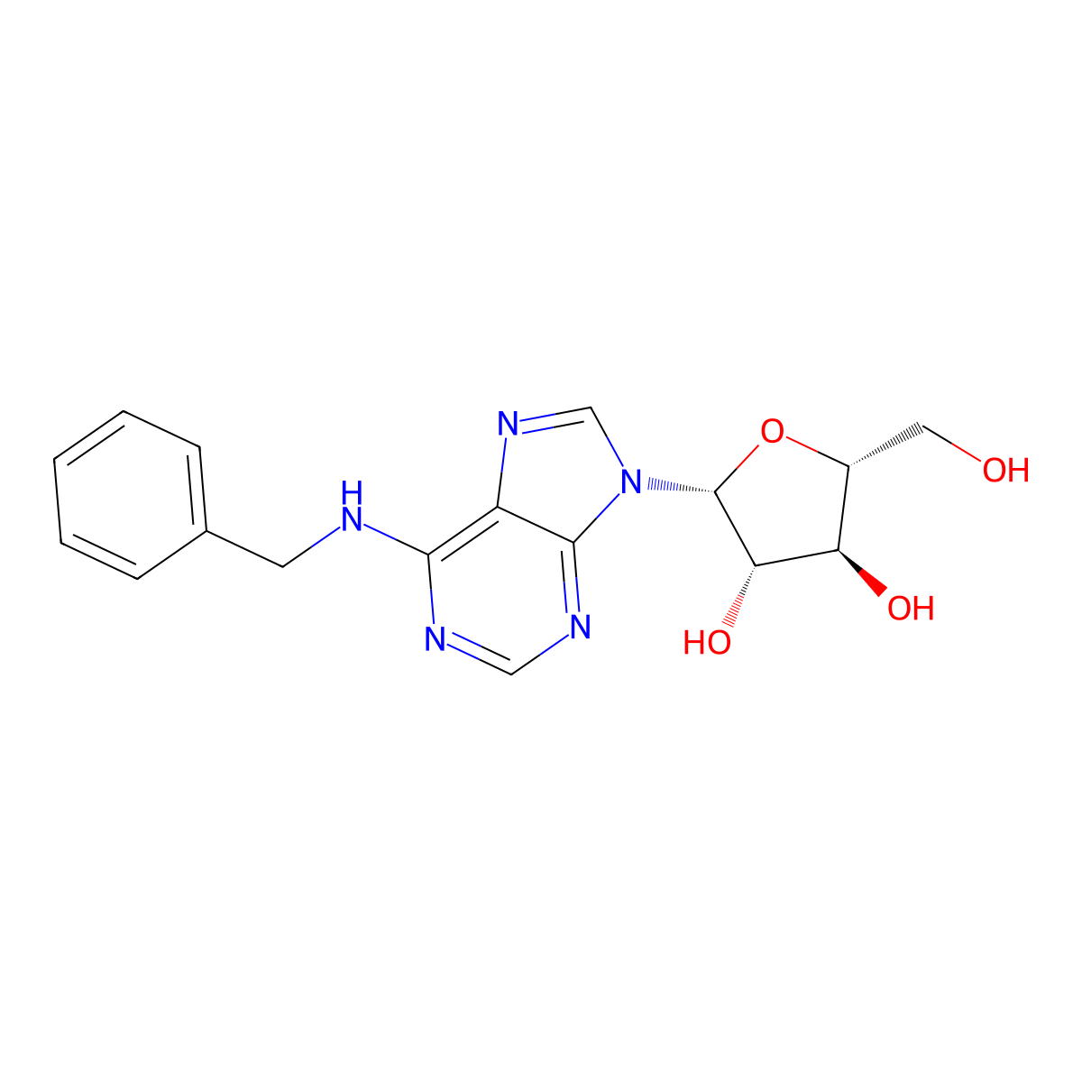 6-Benzylamino-9-(b-D-arabinofuranosyl)purine molecular structure, CAS 42519-51-7