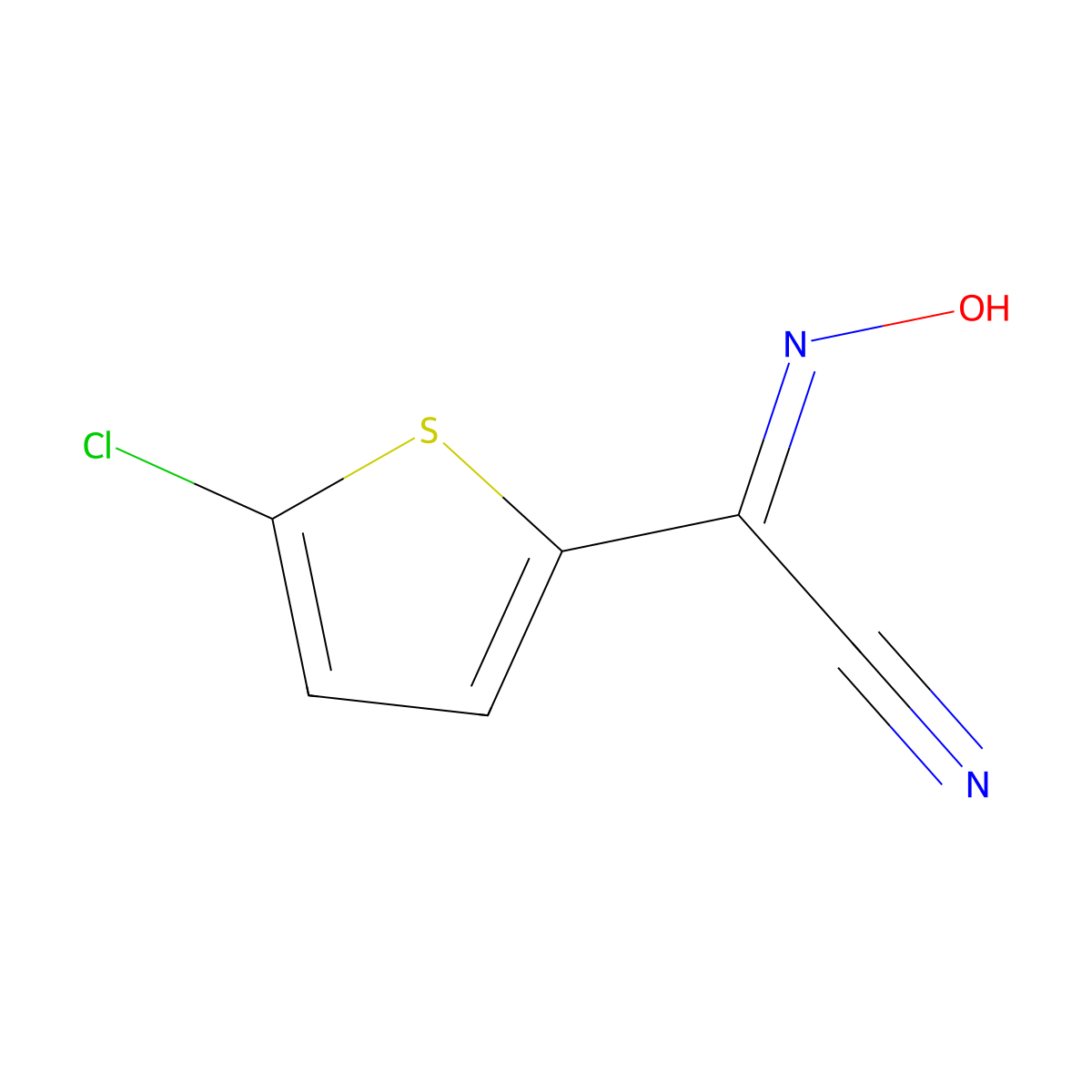 2-Thiopheneacetonitrile, 5-chloro-alpha-(hydroxyimino)- molecular structure, CAS 42520-76-3