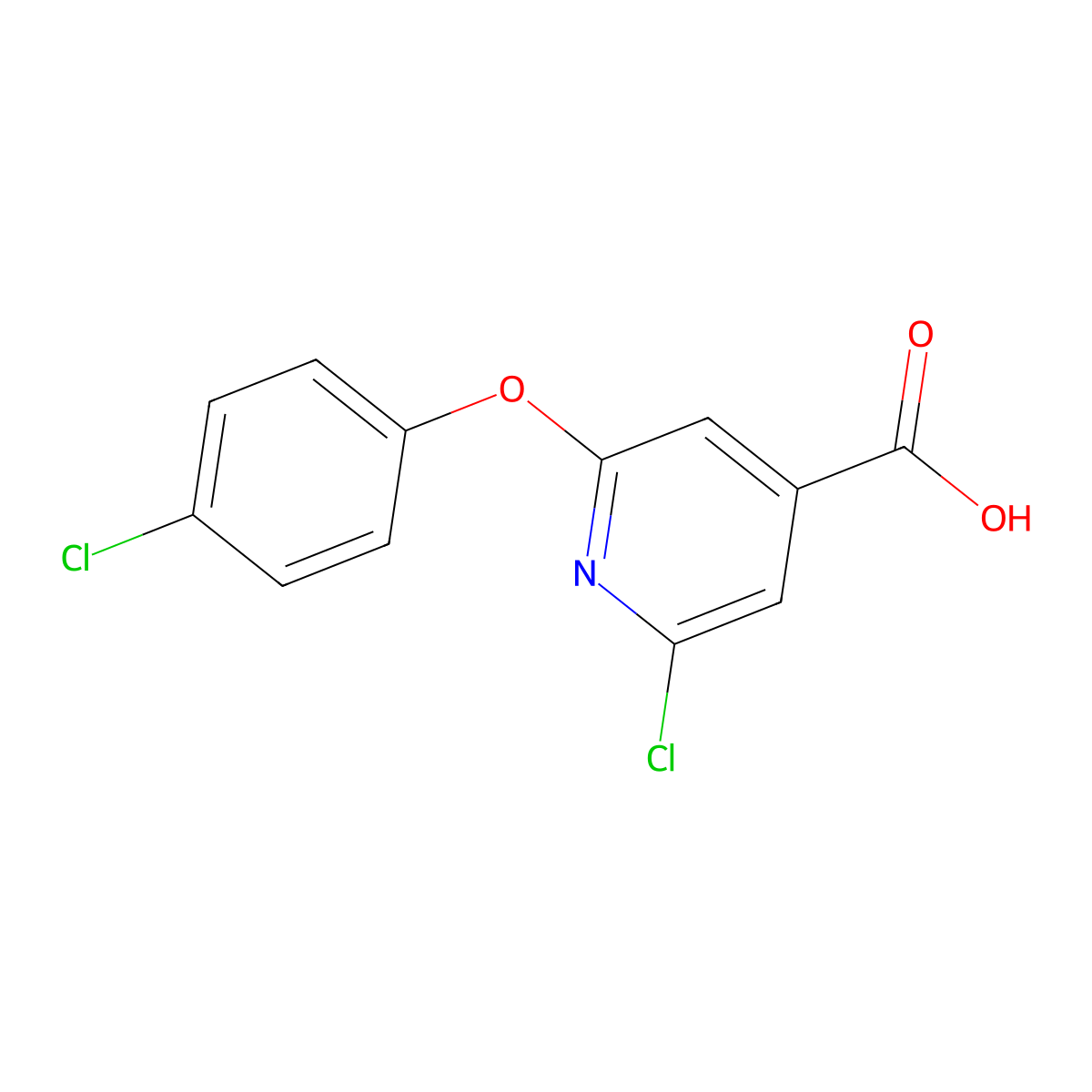 2-Chloro-6-(4-chlorophenoxy)pyridine-4-carboxylic acid molecular structure, CAS 42521-19-7