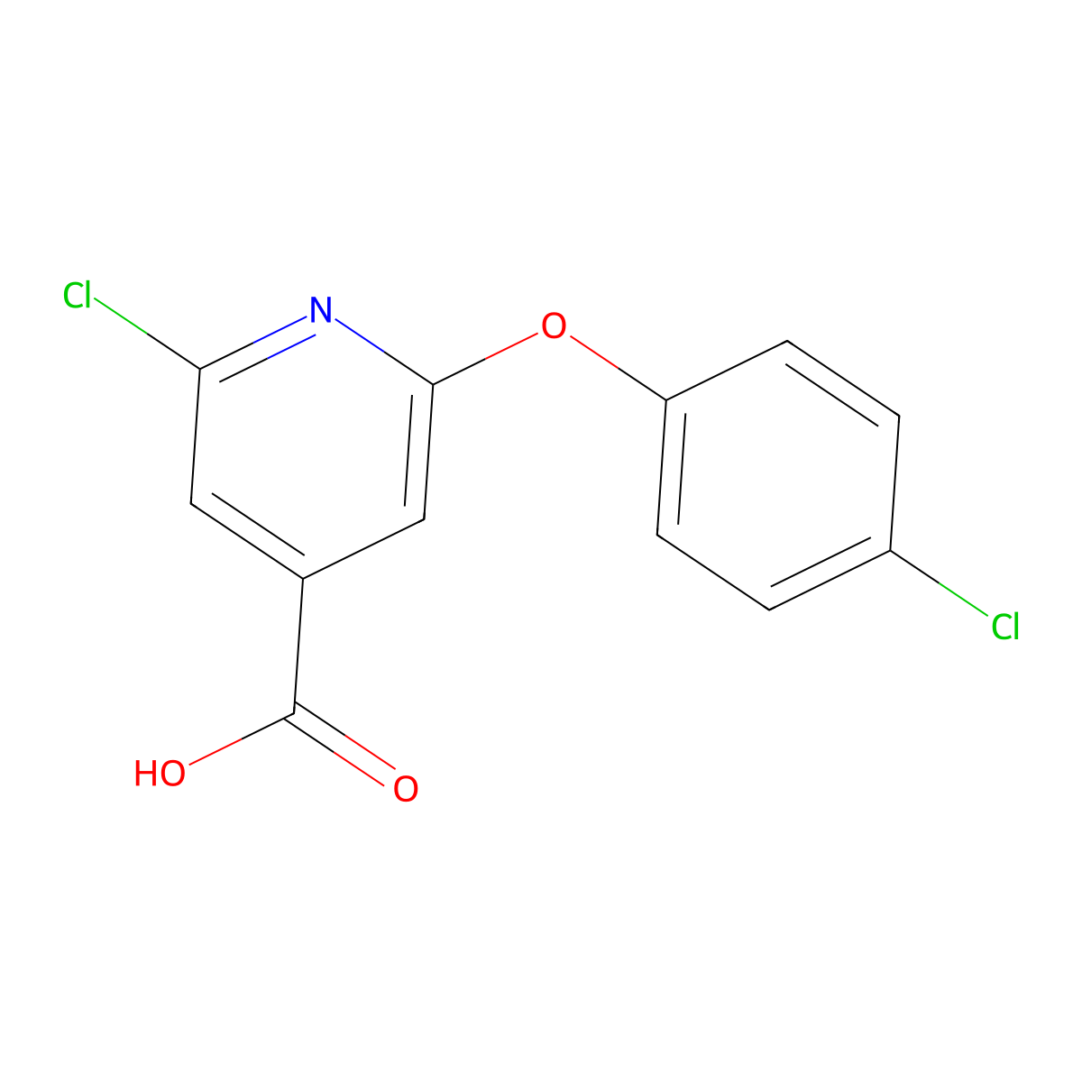2-Chloro-6-(4-chlorophenoxy)pyridine-4-carboxylic acid molecular structure, CAS 42521-19-7
