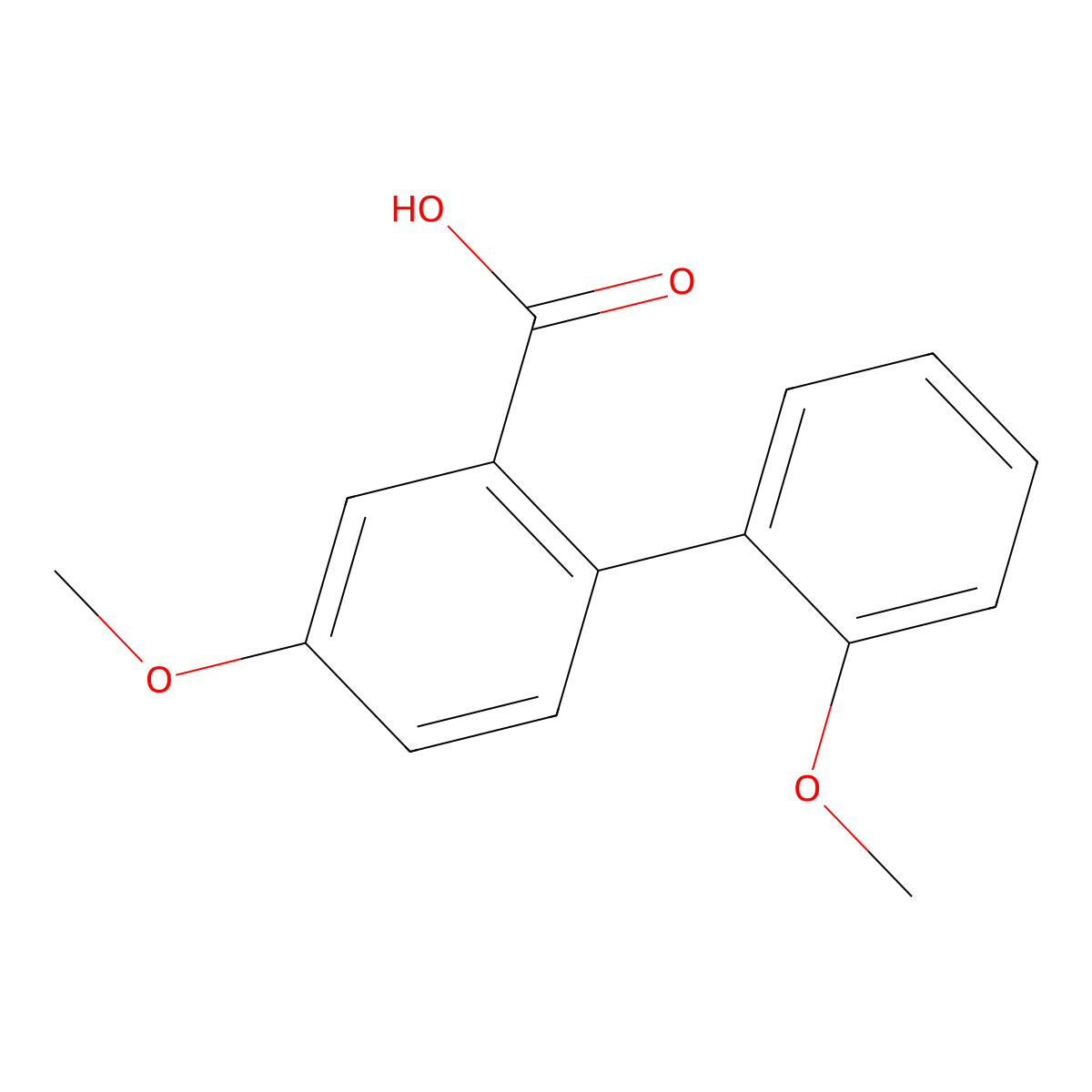 5-Methoxy-2-(2-methoxyphenyl)benzoic acid molecular structure, CAS 42523-31-9