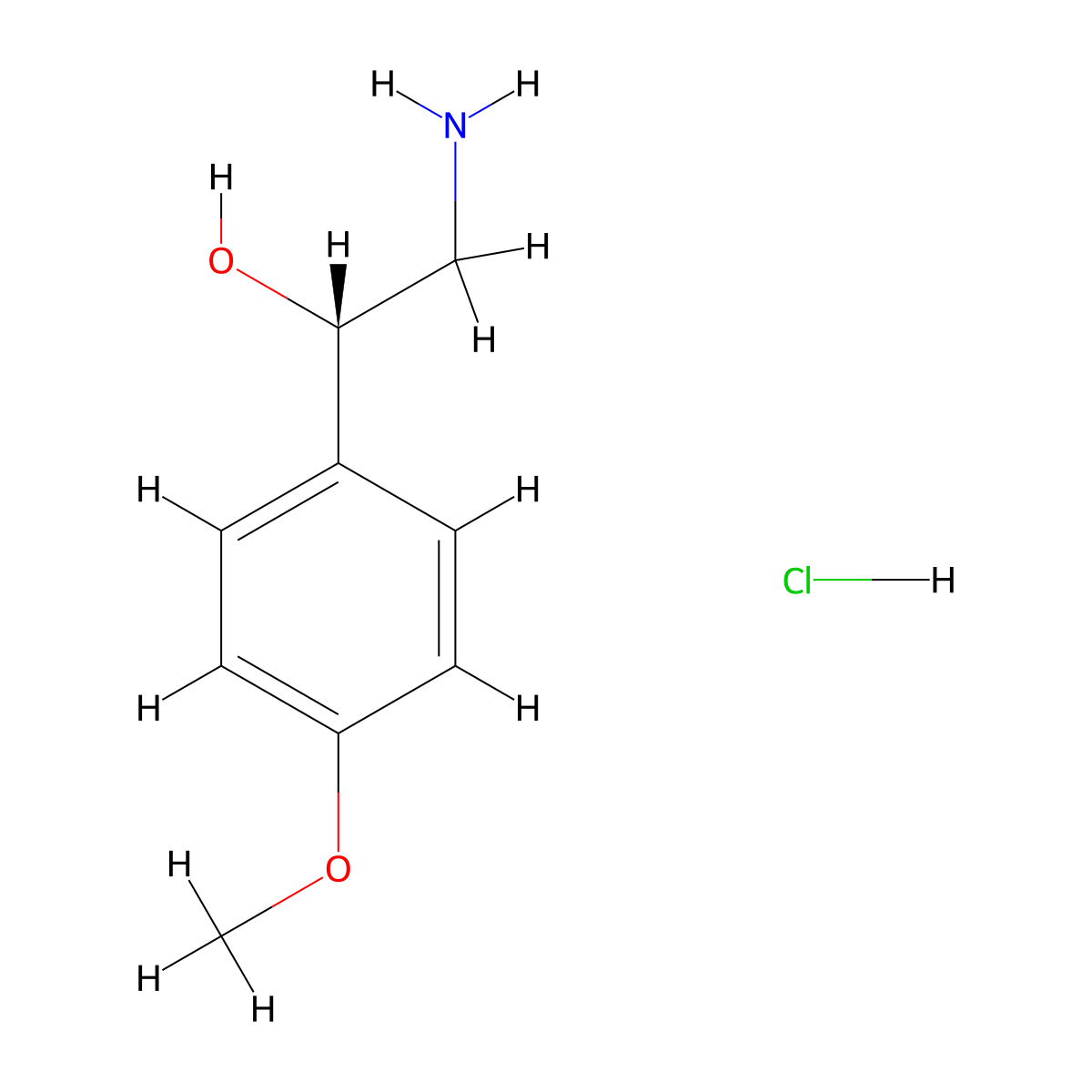 (S)-2-Amino-1-(4-methoxyphenyl)ethanol hydrochloride molecular structure, CAS 425366-58-1