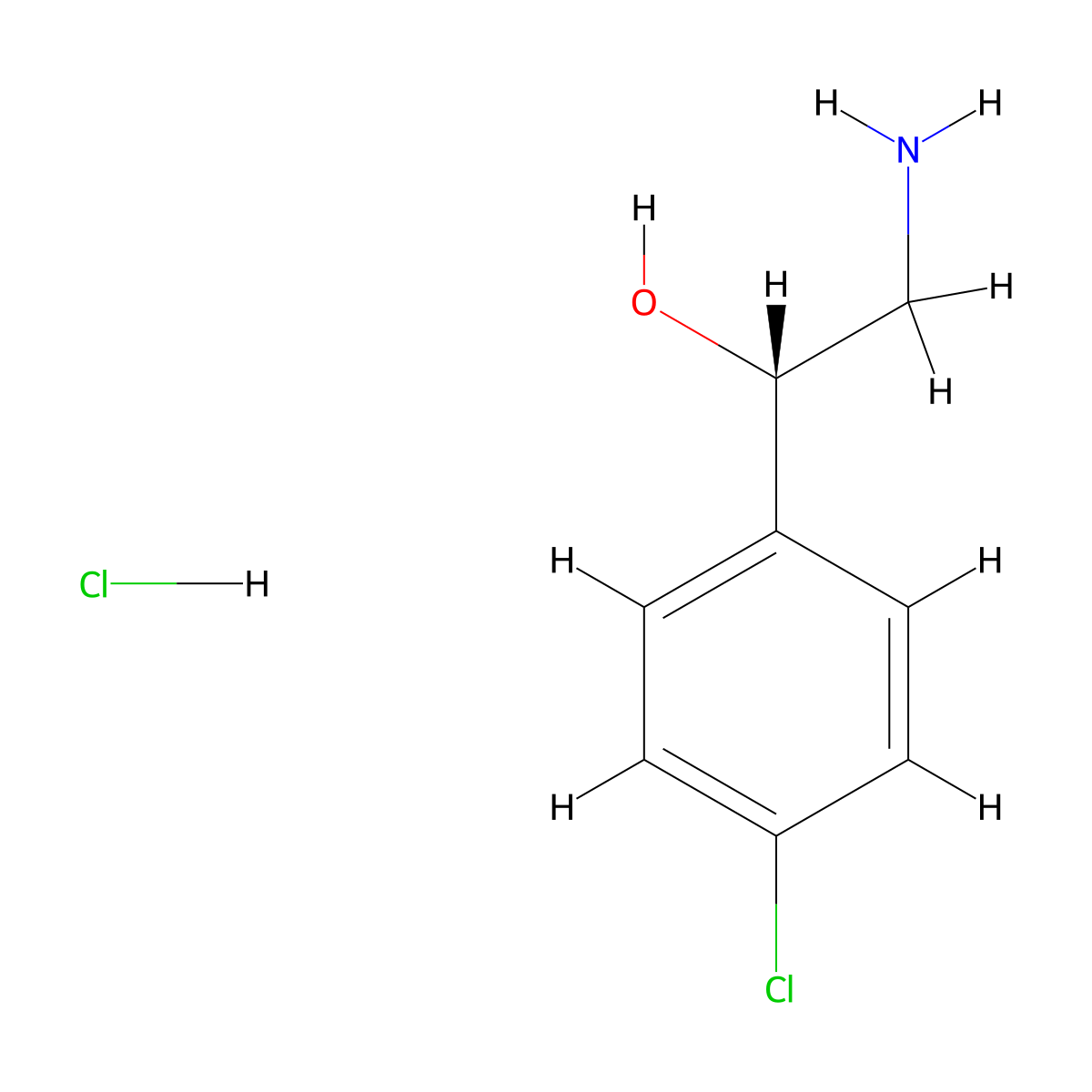 (1S)-2-amino-1-(4-chlorophenyl)ethan-1-ol hydrochloride molecular structure, CAS 425366-61-6