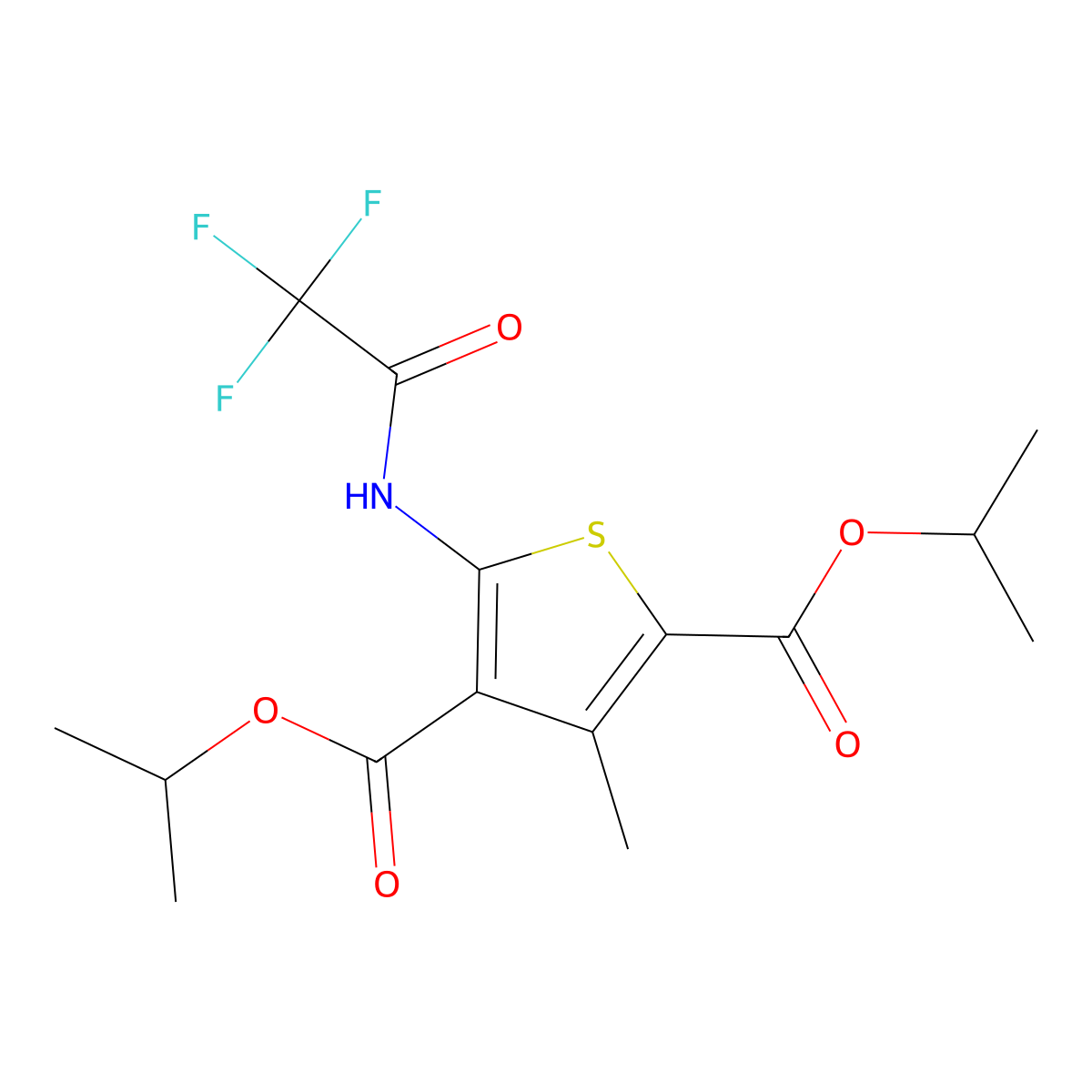 Diisopropyl 3-methyl-5-[(trifluoroacetyl)amino]-2,4-thiophenedicarboxylate molecular structure, CAS 425372-01-6