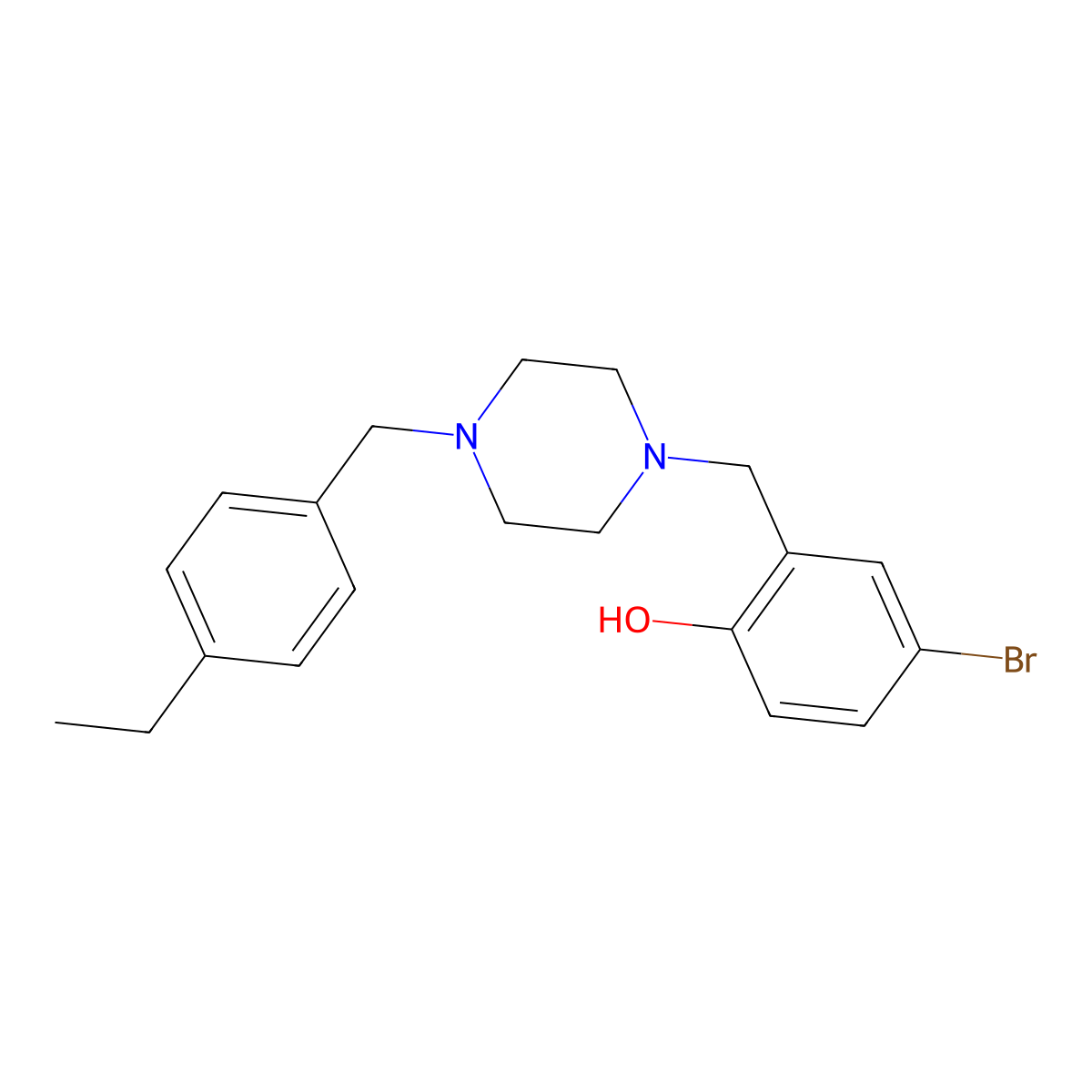 4-Bromo-2-({4-[(4-ethylphenyl)methyl]piperazin-1-YL}methyl)phenol molecular structure, CAS 425372-21-0