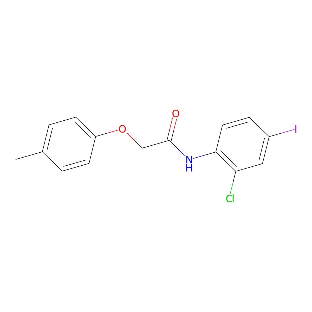 N-(2-chloro-4-iodophenyl)-2-(4-methylphenoxy)acetamide molecular structure, CAS 425372-41-4