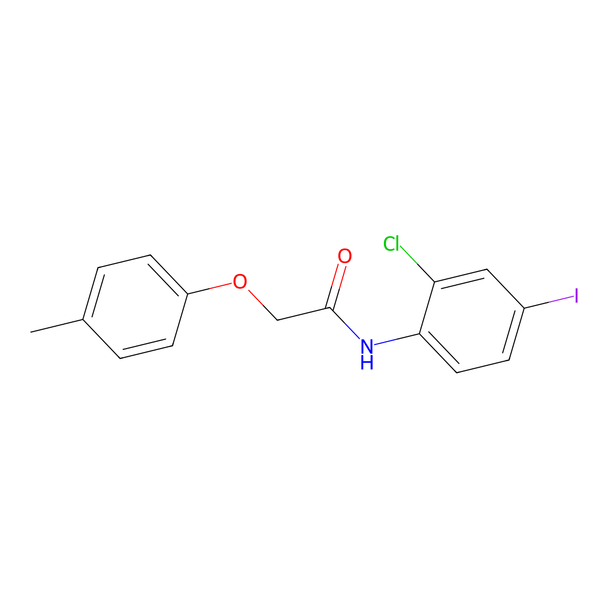 N-(2-chloro-4-iodophenyl)-2-(4-methylphenoxy)acetamide molecular structure, CAS 425372-41-4