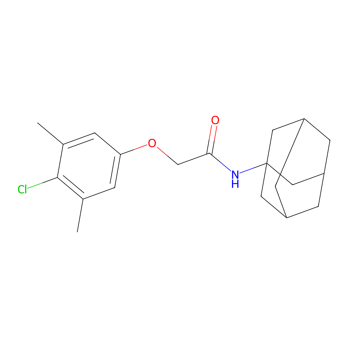 N-(1-adamantyl)-2-(4-chloro-3,5-dimethylphenoxy)acetamide molecular structure, CAS 425372-48-1