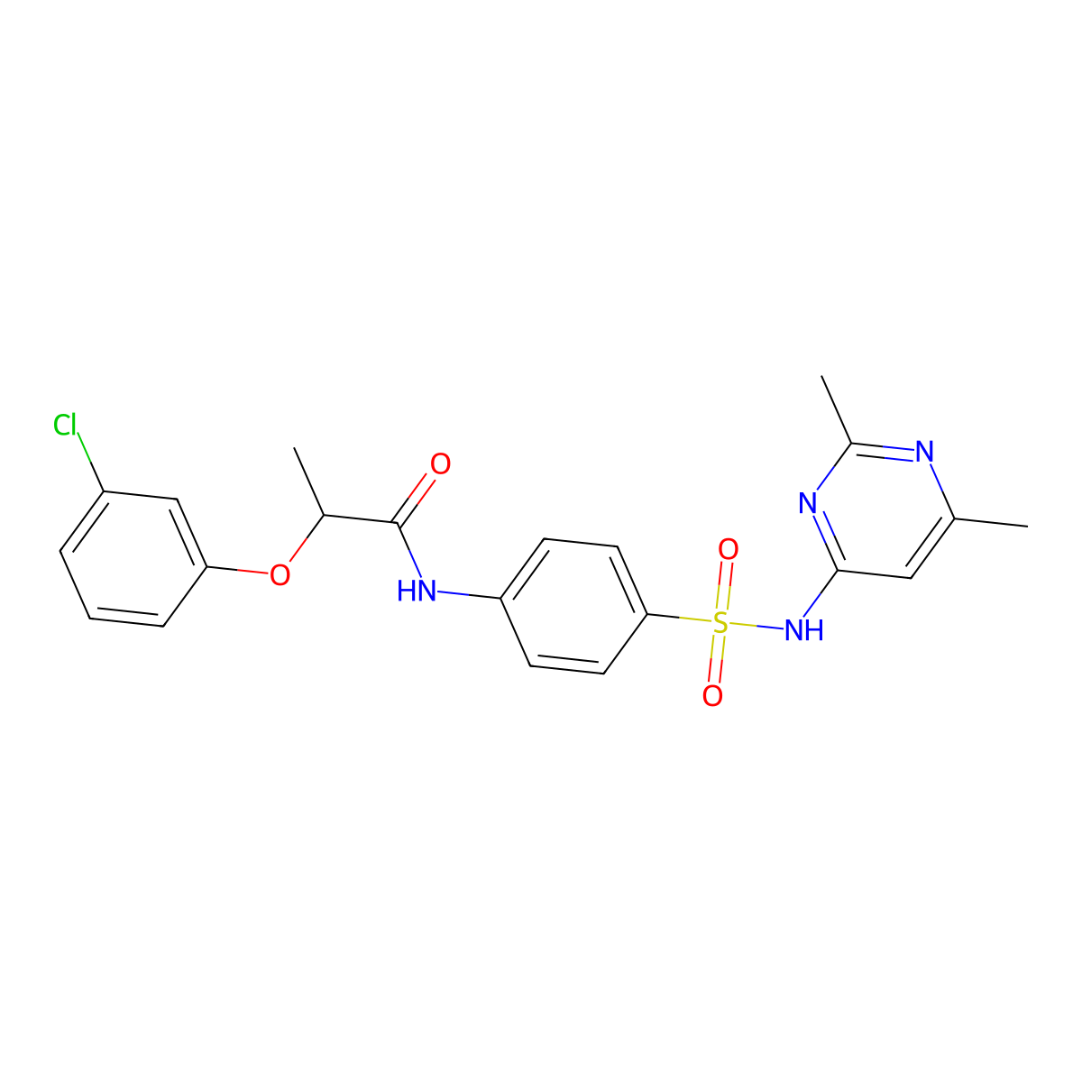 2-(3-chlorophenoxy)-N-[4-[(2,6-dimethylpyrimidin-4-yl)sulfamoyl]phenyl]propanamide molecular structure, CAS 425372-59-4