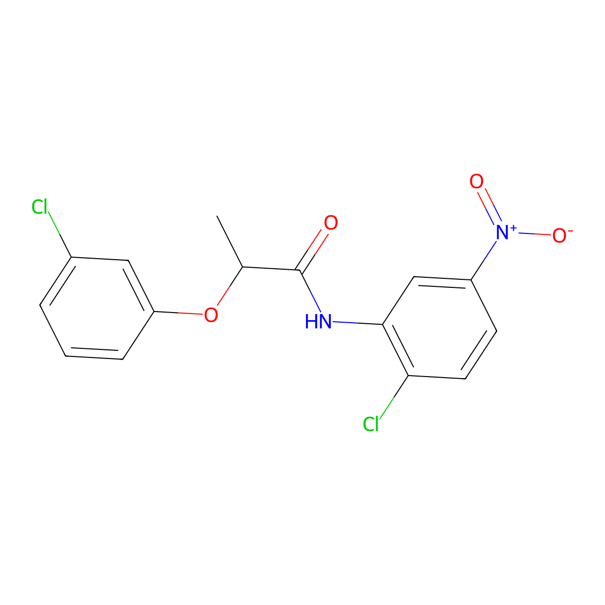 N-(2-chloro-5-nitrophenyl)-2-(3-chlorophenoxy)propanamide molecular structure, CAS 425372-64-1