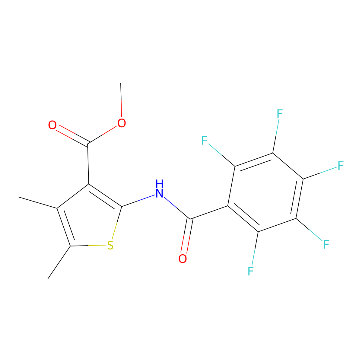 Methyl 4,5-dimethyl-2-{[(pentafluorophenyl)carbonyl]amino}thiophene-3-carboxylate molecular structure, CAS 425372-78-7