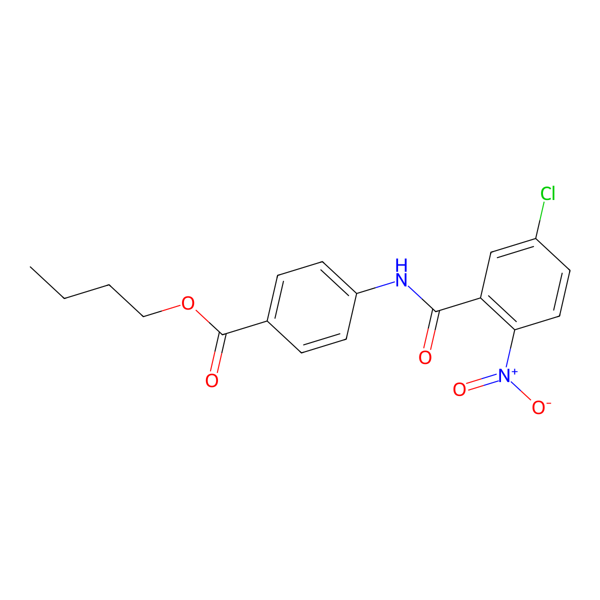 Butyl 4-[(5-chloro-2-nitrobenzoyl)amino]benzoate molecular structure, CAS 425372-87-8