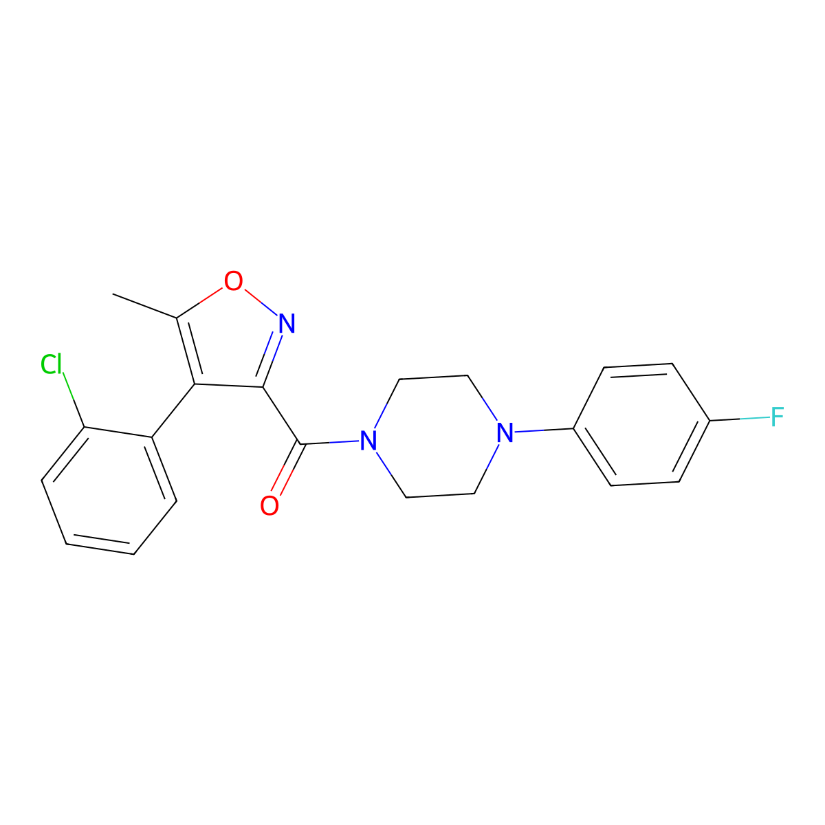 [4-(2-Chlorophenyl)-5-methyl-1,2-oxazol-3-yl]-[4-(4-fluorophenyl)piperazin-1-yl]methanone molecular structure, CAS 425373-10-0