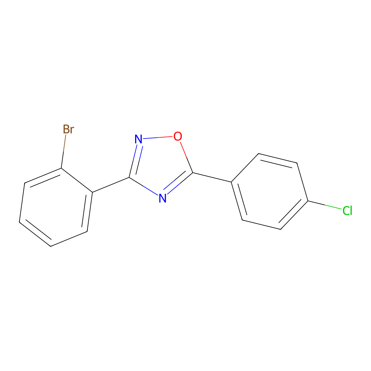 3-(2-Bromophenyl)-5-(4-chlorophenyl)-1,2,4-oxadiazole molecular structure, CAS 425373-64-4