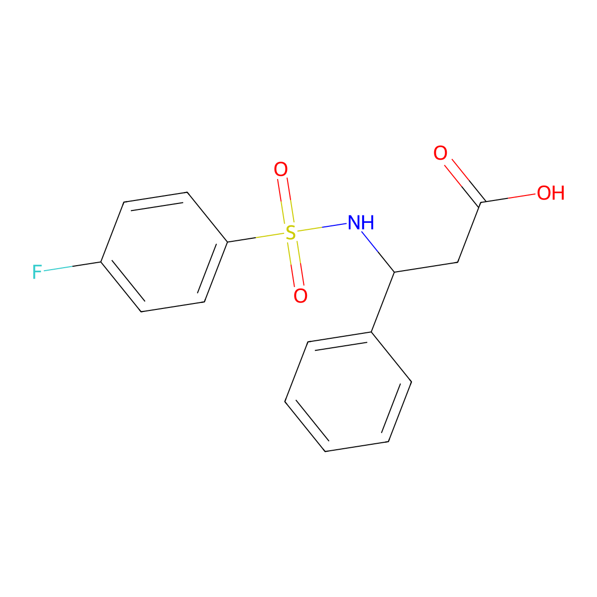 3-{[(4-Fluorophenyl)sulfonyl]amino}-3-phenylpropanoic acid molecular structure, CAS 425374-08-9