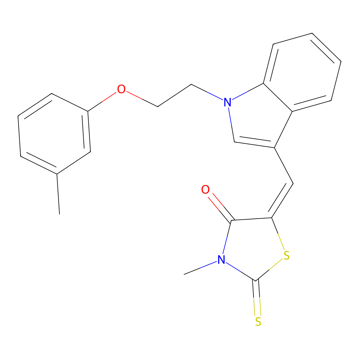3-Methyl-5-[[1-[2-(3-methylphenoxy)ethyl]-1H-indol-3-yl]methylene]-2-thioxo-4-thiazolidinone molecular structure, CAS 425374-31-8