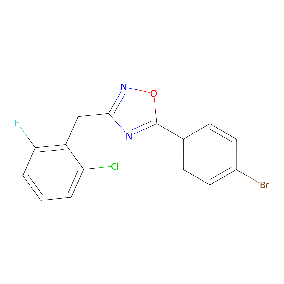 5-(4-Bromophenyl)-3-(2-chloro-6-fluorobenzyl)-1,2,4-oxadiazole molecular structure, CAS 425374-34-1