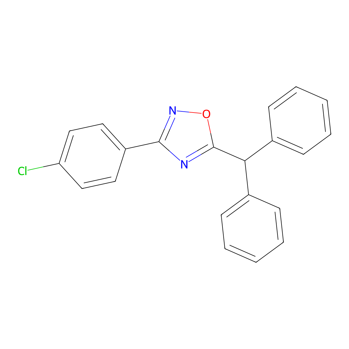5-Benzhydryl-3-(4-chlorophenyl)-1,2,4-oxadiazole molecular structure, CAS 425374-54-5