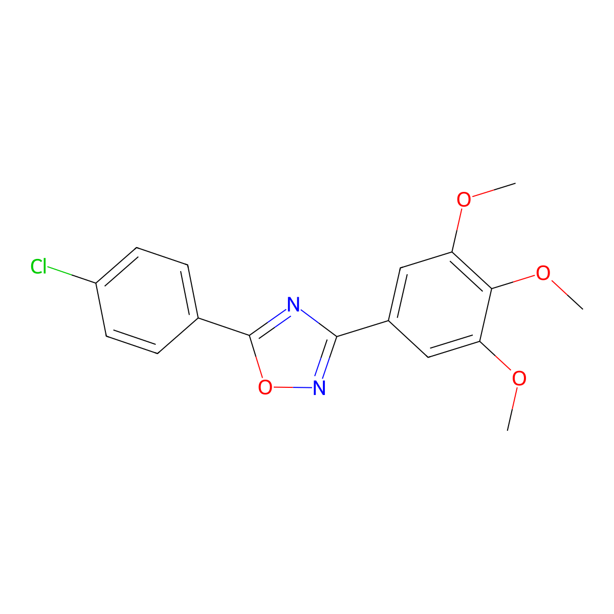 5-(4-Chlorophenyl)-3-(3,4,5-trimethoxyphenyl)-1,2,4-oxadiazole molecular structure, CAS 425374-56-7