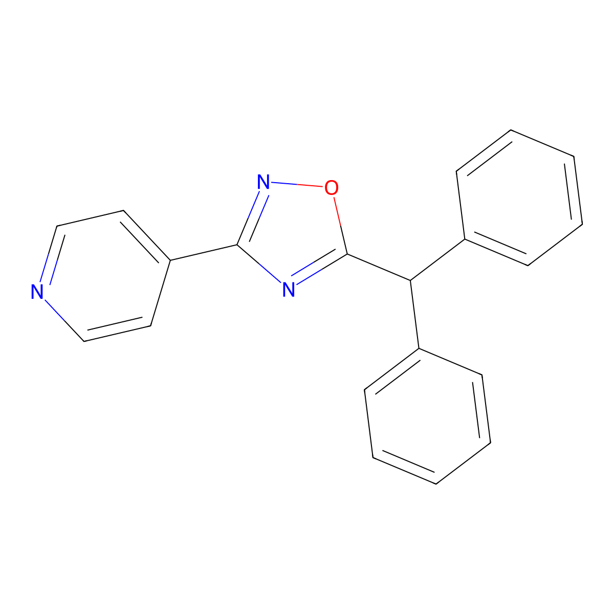 5-Benzhydryl-3-pyridin-4-yl-1,2,4-oxadiazole molecular structure, CAS 425374-64-7