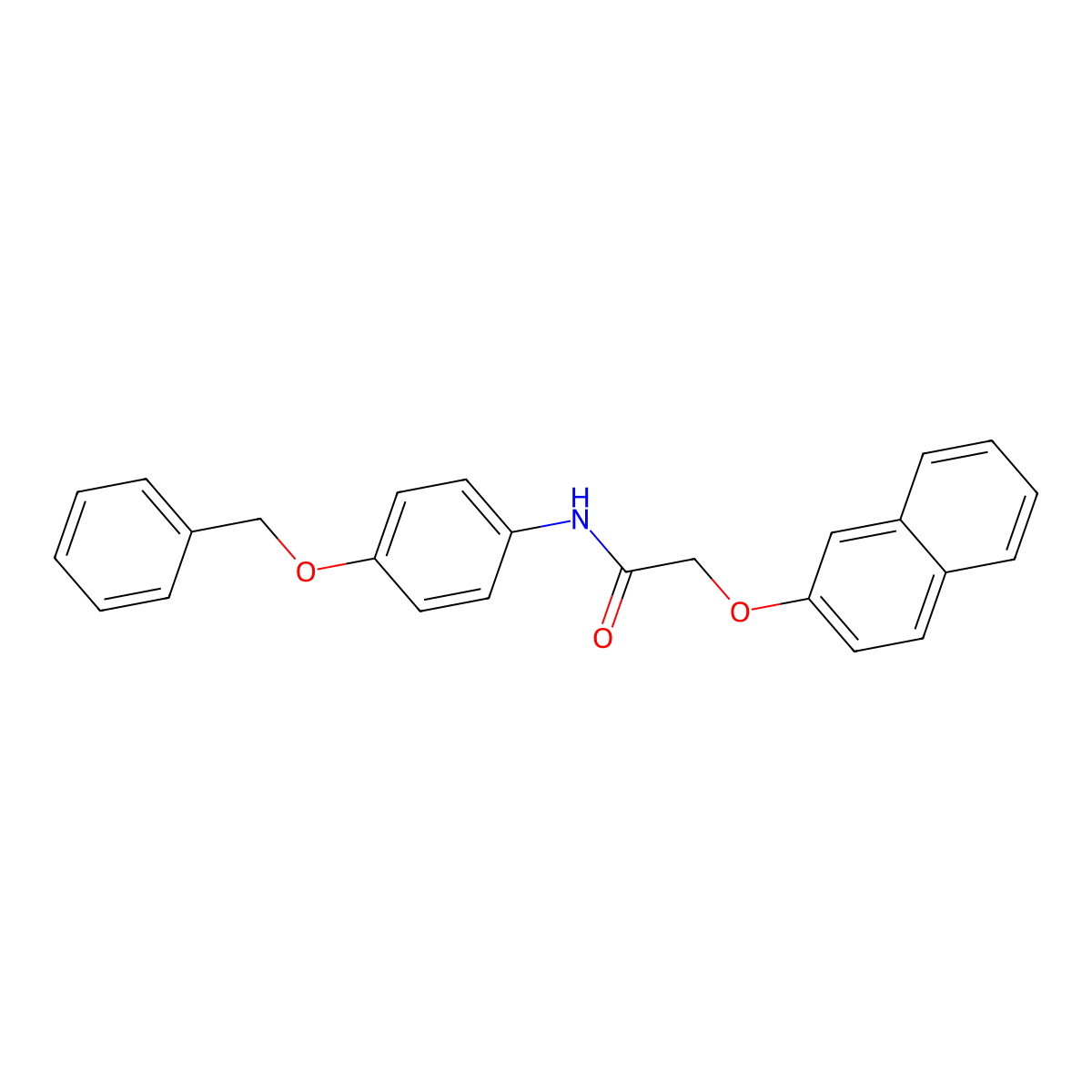 2-naphthalen-2-yloxy-N-(4-phenylmethoxyphenyl)acetamide molecular structure, CAS 425374-90-9