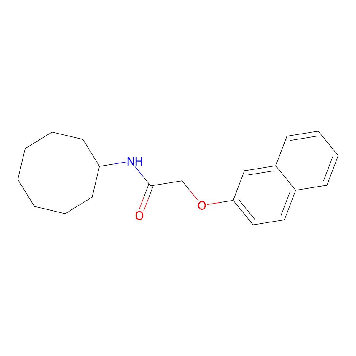 N-cyclooctyl-2-(naphthalen-2-yloxy)acetamide molecular structure, CAS 425375-49-1