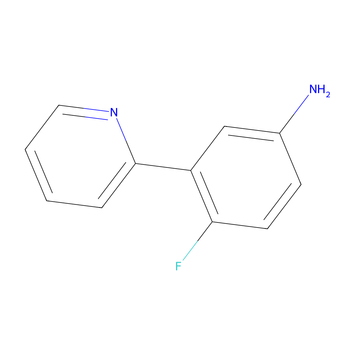 4-Fluoro-3-(pyridin-2-yl)aniline molecular structure, CAS 425379-05-1