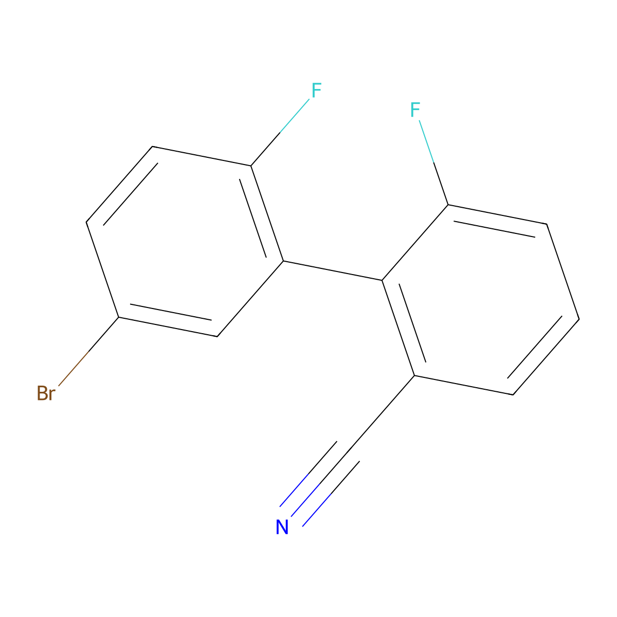 5'-Bromo-2',6-difluorobiphenyl-2-carbonitrile molecular structure, CAS 425379-21-1