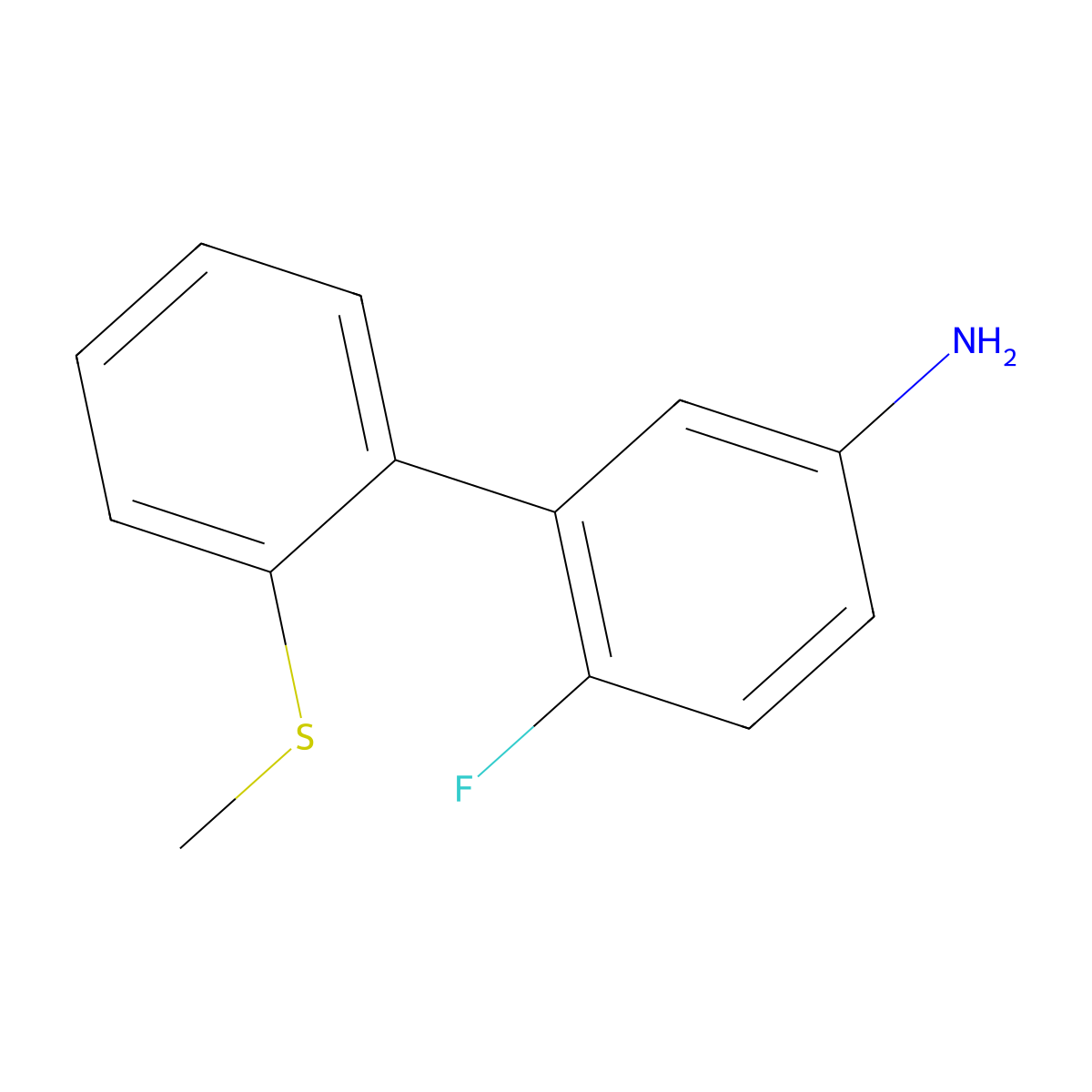 2-Fluoro-2'-(methylthio)biphenyl-5-ylamine molecular structure, CAS 425379-25-5