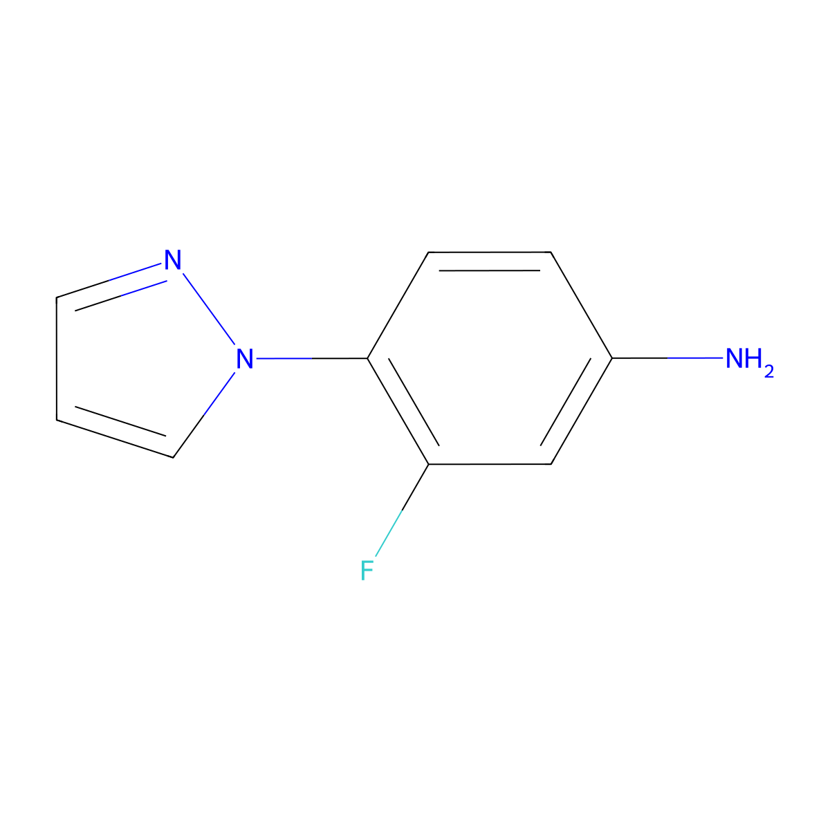 3-fluoro-4-(1H-pyrazol-1-yl)aniline molecular structure, CAS 425379-93-7