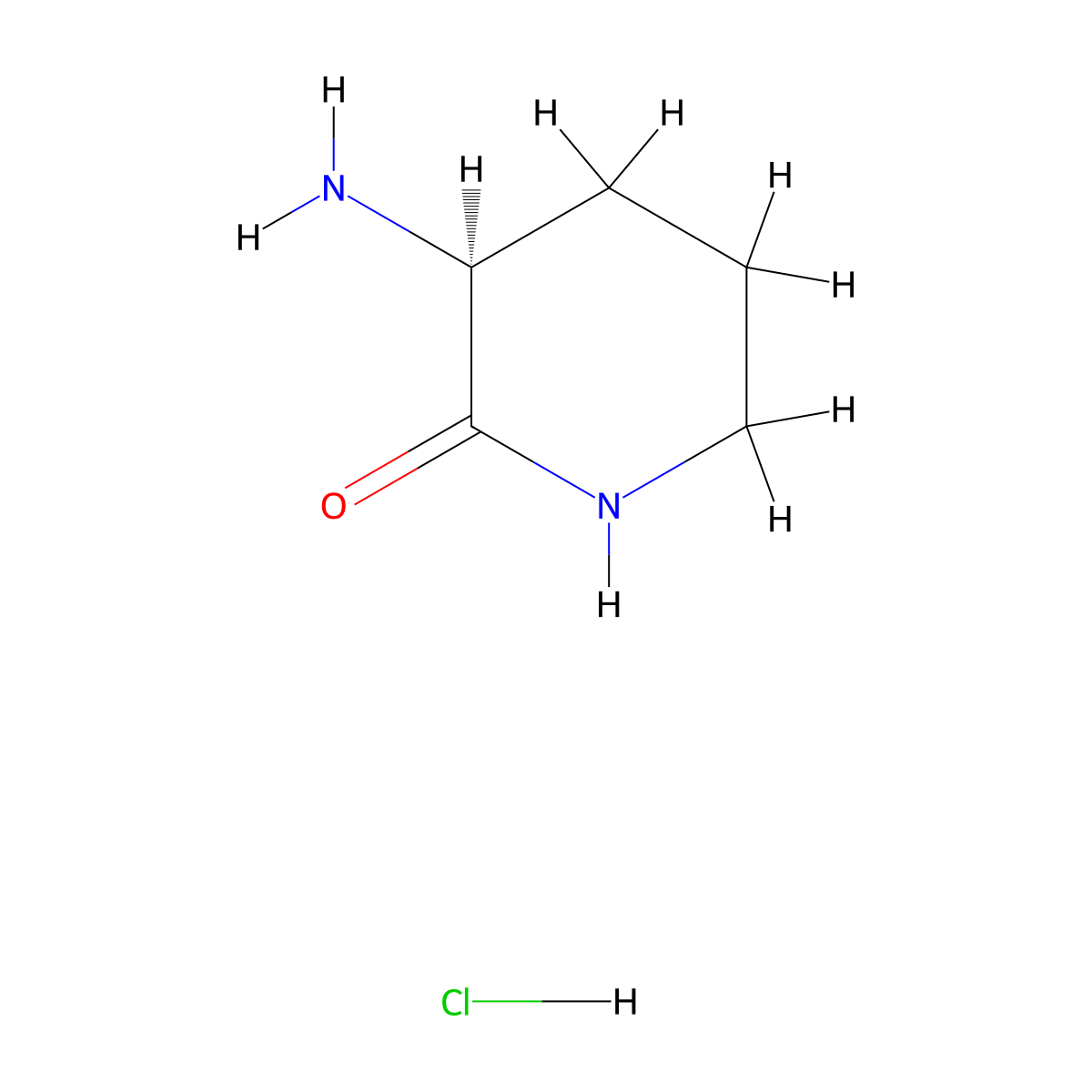 (3S)-3-Aminopiperidin-2-one--hydrogen chloride (1/1) molecular structure, CAS 42538-31-8