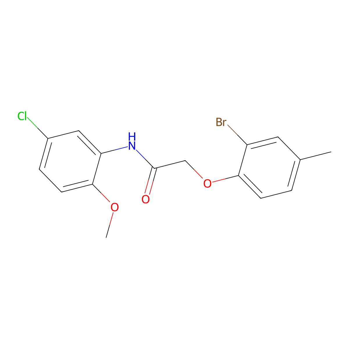 2-(2-bromo-4-methylphenoxy)-N-(5-chloro-2-methoxyphenyl)acetamide molecular structure, CAS 425388-00-7