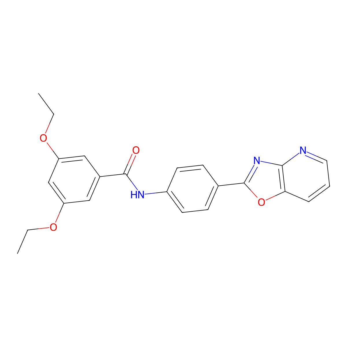 3,5-diethoxy-N-(4-[1,3]oxazolo[4,5-b]pyridin-2-ylphenyl)benzamide molecular structure, CAS 425388-34-7