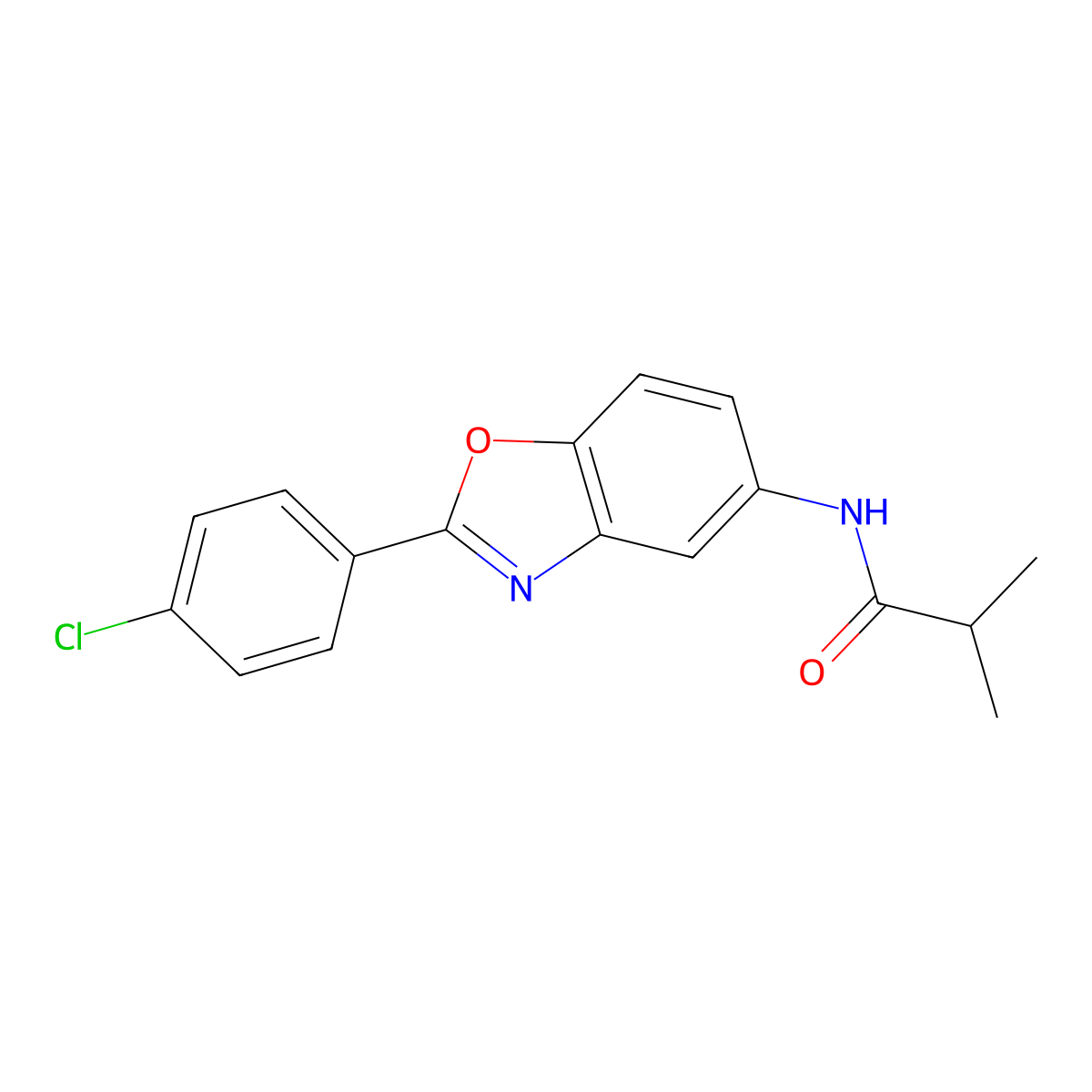 N-[2-(4-chlorophenyl)-1,3-benzoxazol-5-yl]-2-methylpropanamide molecular structure, CAS 425388-60-9