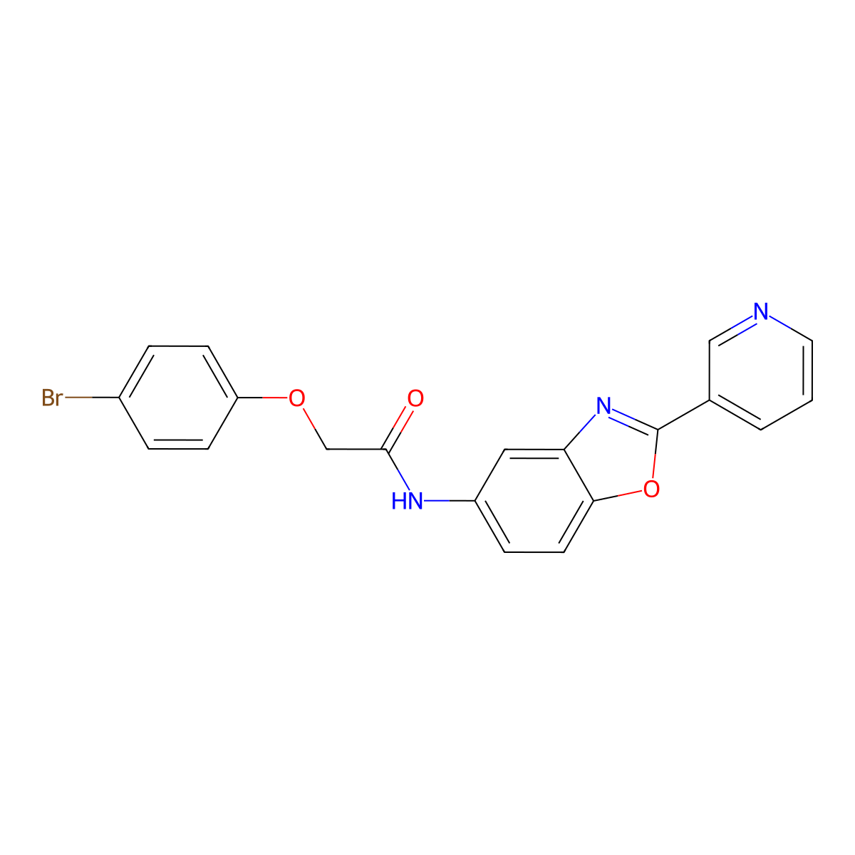 2-(4-bromophenoxy)-N-(2-pyridin-3-yl-1,3-benzoxazol-5-yl)acetamide molecular structure, CAS 425388-70-1