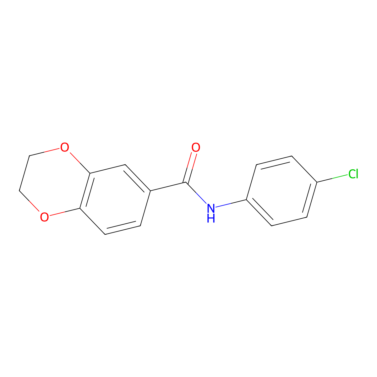 N-(4-chlorophenyl)-2,3-dihydro-1,4-benzodioxine-6-carboxamide molecular structure, CAS 425389-09-9