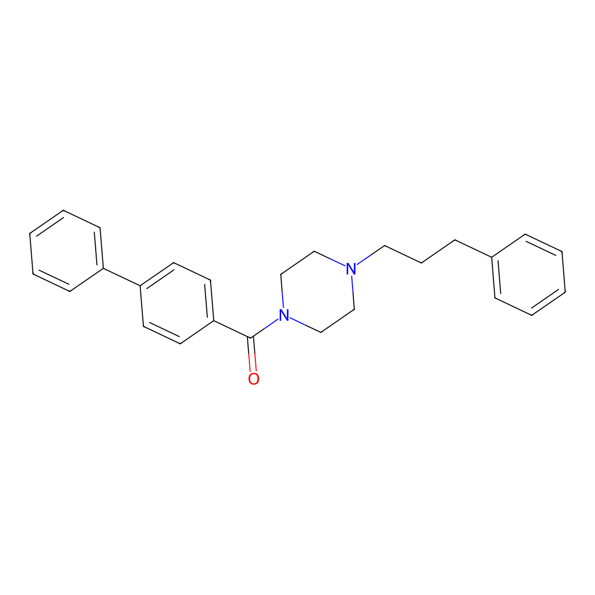 (4-Phenylphenyl)-[4-(3-phenylpropyl)piperazin-1-yl]methanone molecular structure, CAS 425389-68-0