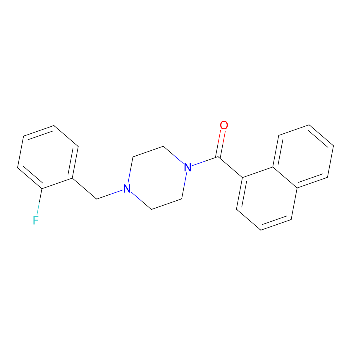 [4-[(2-Fluorophenyl)methyl]-1-piperazinyl]-(1-naphthalenyl)methanone molecular structure, CAS 425389-74-8