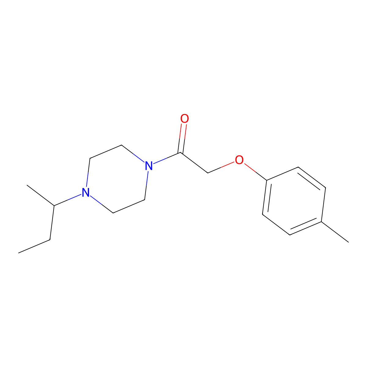 1-(4-Butan-2-ylpiperazin-1-yl)-2-(4-methylphenoxy)ethanone molecular structure, CAS 425389-79-3