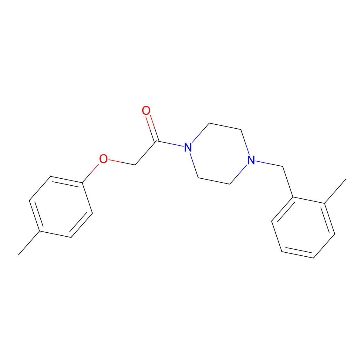 2-(4-Methylphenoxy)-1-[4-[(2-methylphenyl)methyl]piperazin-1-yl]ethanone molecular structure, CAS 425389-86-2