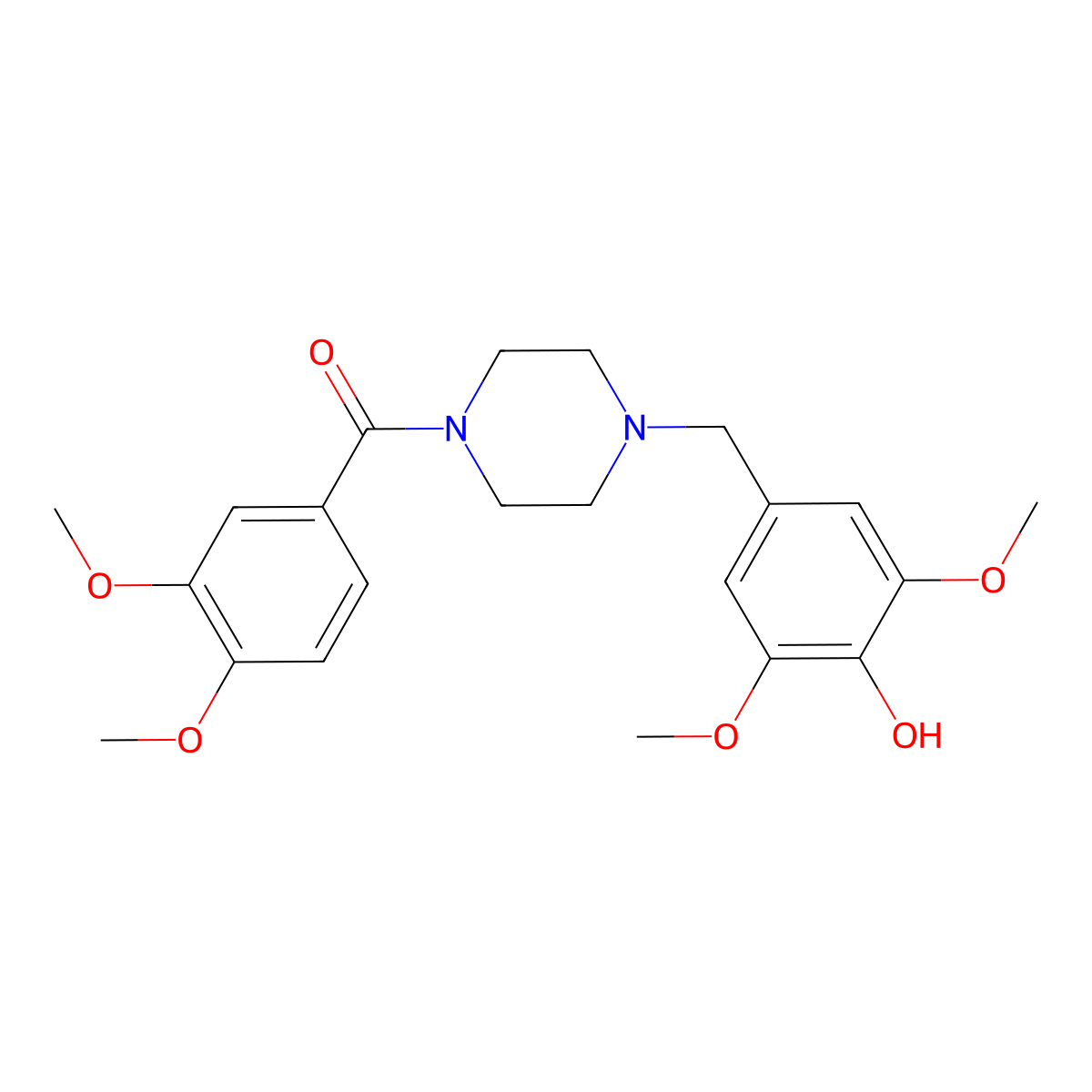 (3,4-Dimethoxyphenyl)-[4-[(4-hydroxy-3,5-dimethoxyphenyl)methyl]piperazin-1-yl]methanone molecular structure, CAS 425389-95-3