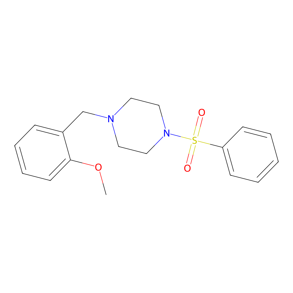1-(2-Methoxybenzyl)-4-(phenylsulfonyl)piperazine molecular structure, CAS 425389-96-4